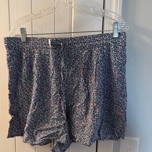 J. Crew Navy and Pink Leaf Print Shorts